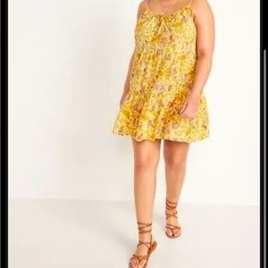 Old Navy Yellow Floral Print Tiered Mini Cami Swing Dress Size 4x